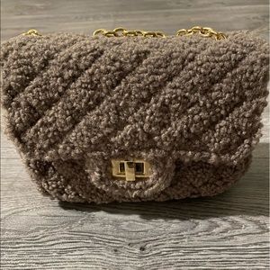 Khaki Quilted Gold Chain Crossbody Bag